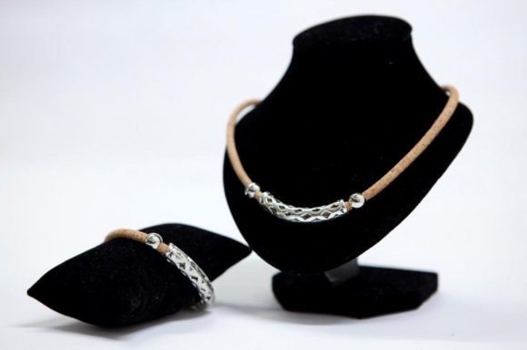 Cork bracelet and necklace set